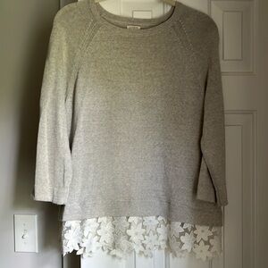 Jcrew sweater with floral lace bottom - size Medium